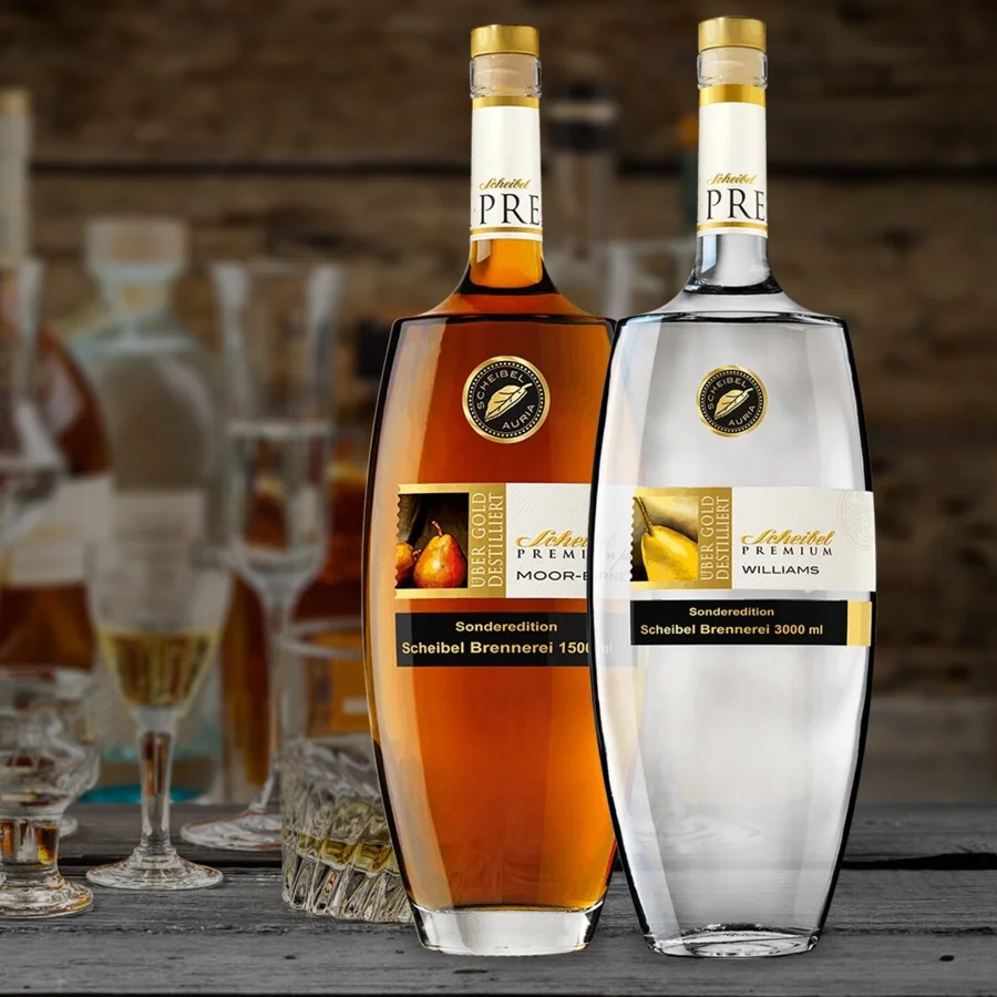 Bei einer Bestellung von 6 Flaschen 0,7 l, sortiert aus dem Scheibel Angebotssortiment, bestehend aus PREMIUMplus Moor-Birne und dem PREMIUM Williams-Christ Birnenbrand, erhalten Sie 1 Flasche PREMIUMplus Altes Pflümle 0,7 l +6 Aroma-Gläser gratis dazu! | Getränke Weidlich